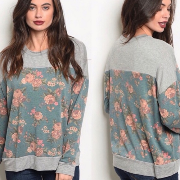 Cy Fashions Tops - Teal floral top